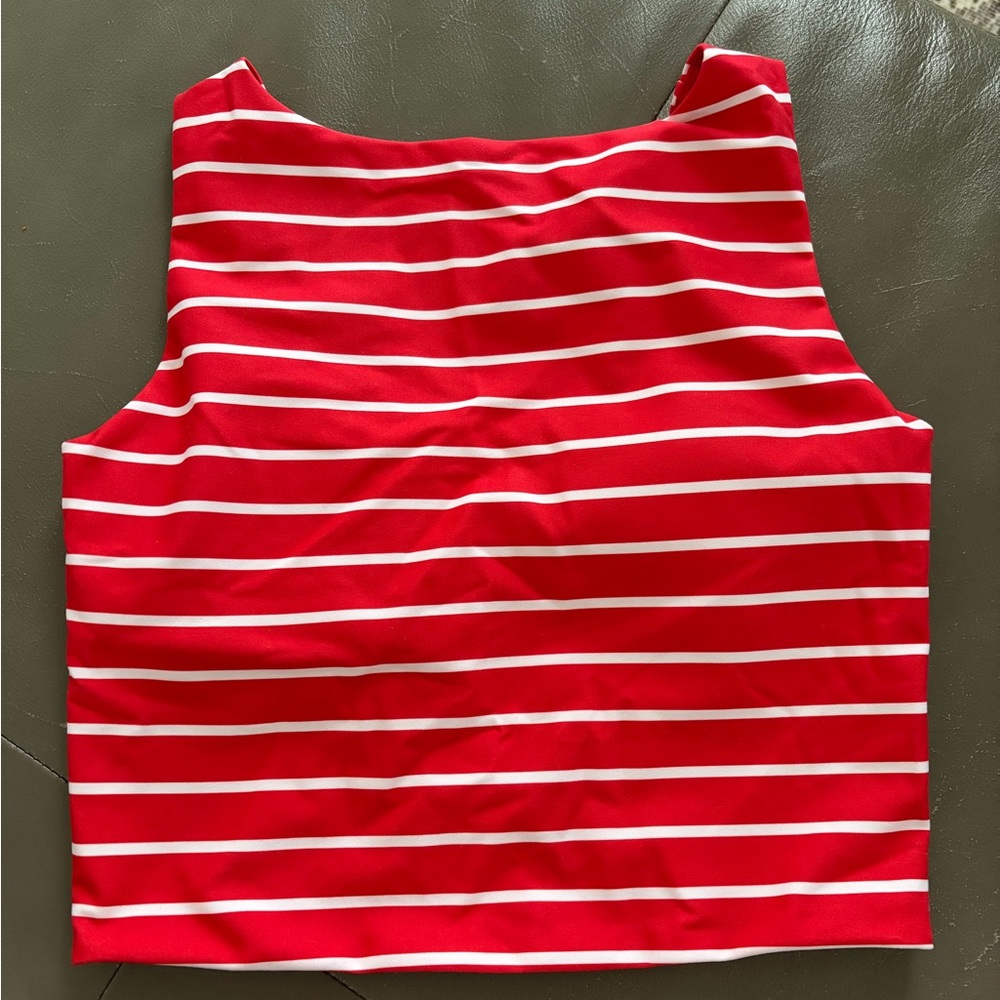 Striped Red and White Women's Tank Top